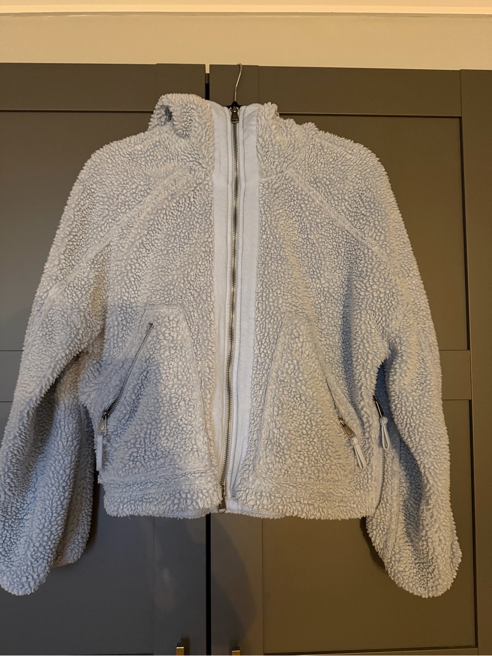 FP Movement by Free People Light Blue Sherpa Zip-Up Puffer Jacket